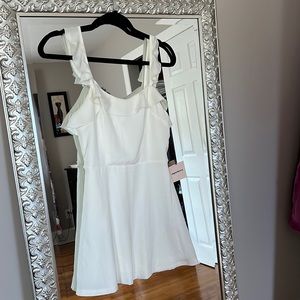 Superdown white ruffle dress